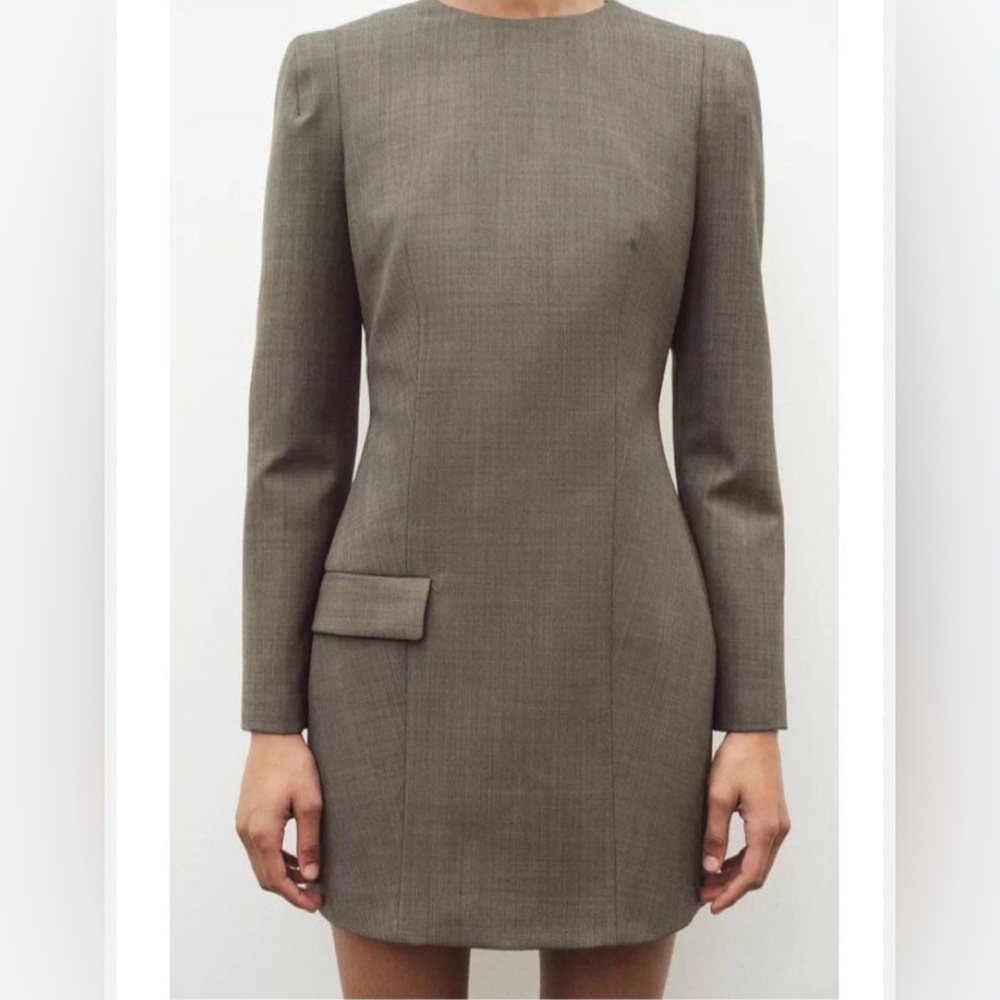 Zara Wool Blend Shoulder Pad Structured Mini Dress (Size S)